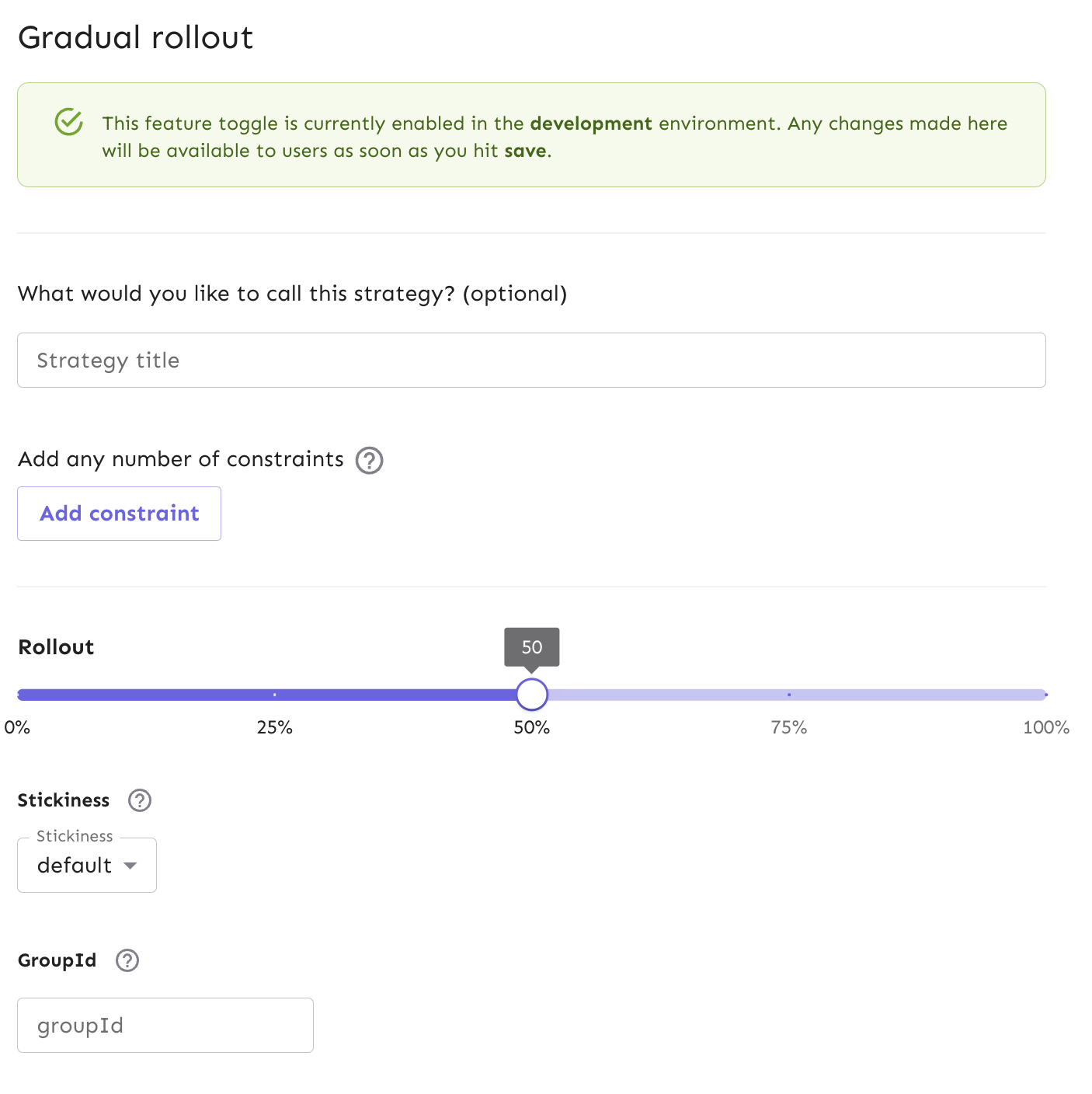 Image of a gradual rollout form in Unleash